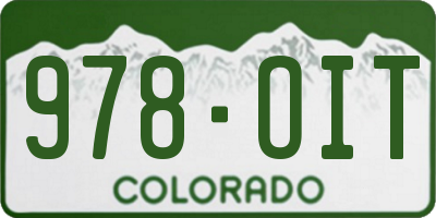 CO license plate 978OIT