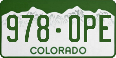 CO license plate 978OPE