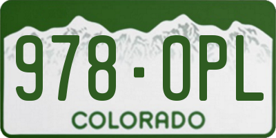 CO license plate 978OPL