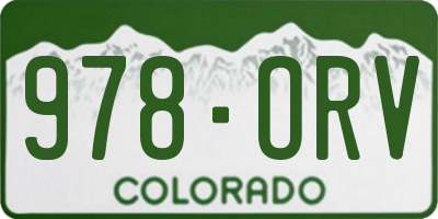 CO license plate 978ORV