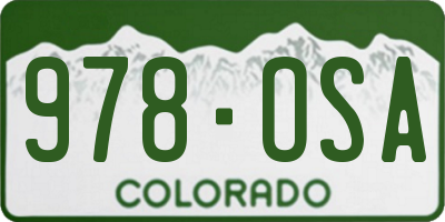 CO license plate 978OSA