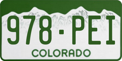 CO license plate 978PEI