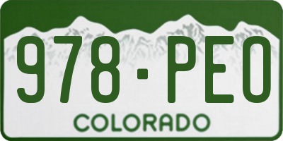 CO license plate 978PEO