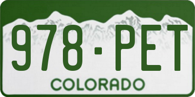 CO license plate 978PET