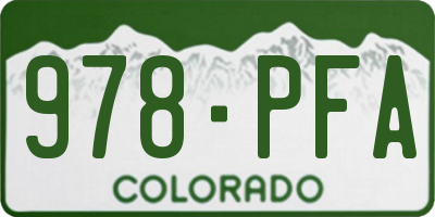 CO license plate 978PFA