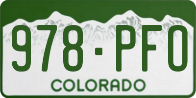 CO license plate 978PFO