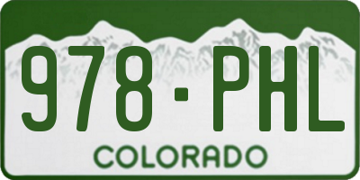 CO license plate 978PHL