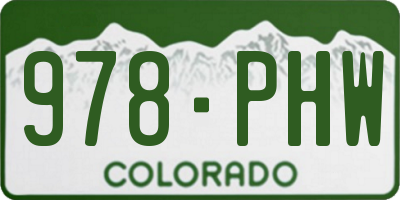 CO license plate 978PHW