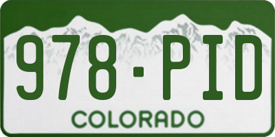 CO license plate 978PID