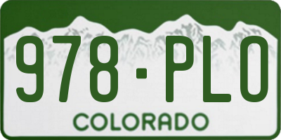 CO license plate 978PLO