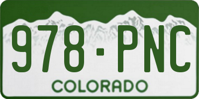 CO license plate 978PNC