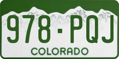 CO license plate 978PQJ