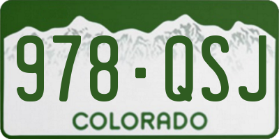 CO license plate 978QSJ