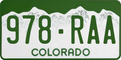 CO license plate 978RAA