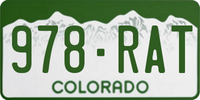 CO license plate 978RAT
