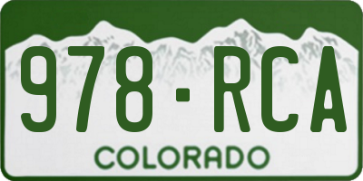 CO license plate 978RCA