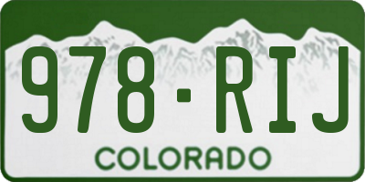 CO license plate 978RIJ