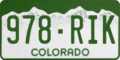 CO license plate 978RIK