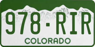CO license plate 978RIR