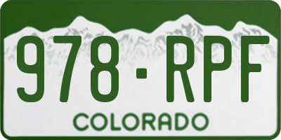 CO license plate 978RPF