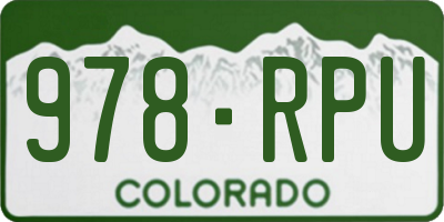 CO license plate 978RPU