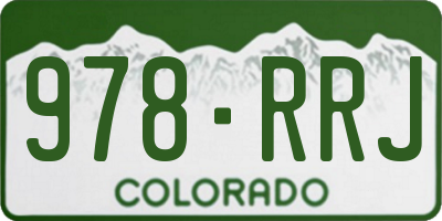 CO license plate 978RRJ