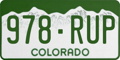 CO license plate 978RUP