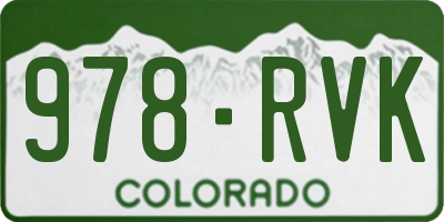 CO license plate 978RVK