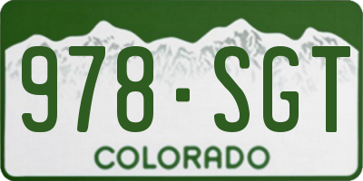 CO license plate 978SGT