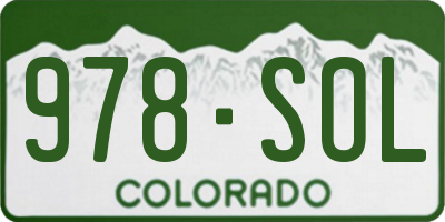 CO license plate 978SOL