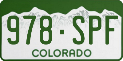 CO license plate 978SPF