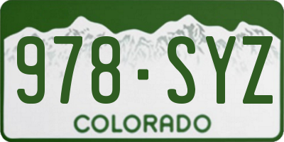 CO license plate 978SYZ