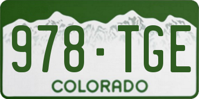 CO license plate 978TGE