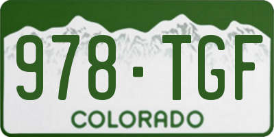 CO license plate 978TGF
