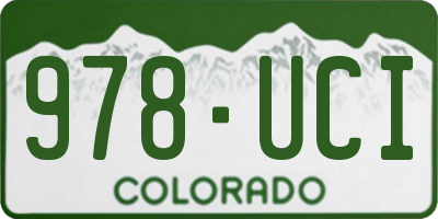CO license plate 978UCI