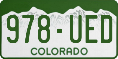 CO license plate 978UED