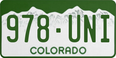 CO license plate 978UNI