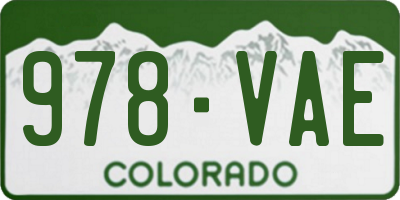CO license plate 978VAE