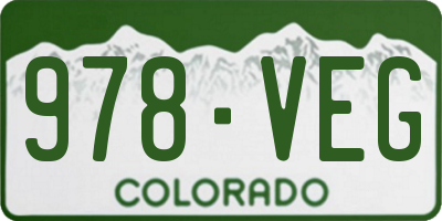 CO license plate 978VEG