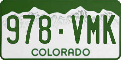 CO license plate 978VMK