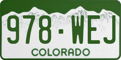 CO license plate 978WEJ