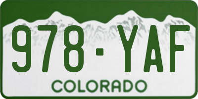 CO license plate 978YAF