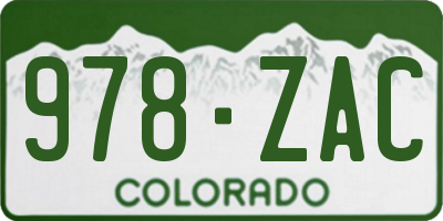 CO license plate 978ZAC