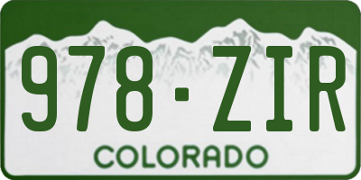 CO license plate 978ZIR