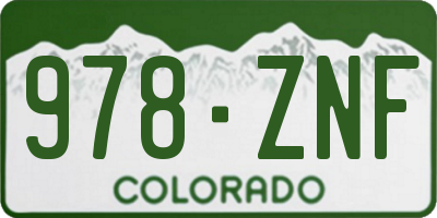 CO license plate 978ZNF