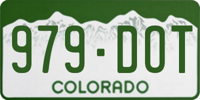 CO license plate 979DOT