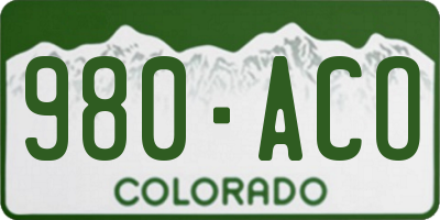 CO license plate 980ACO