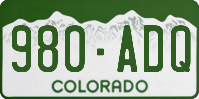 CO license plate 980ADQ