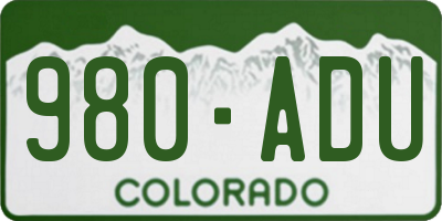 CO license plate 980ADU