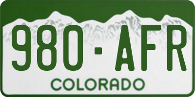 CO license plate 980AFR
